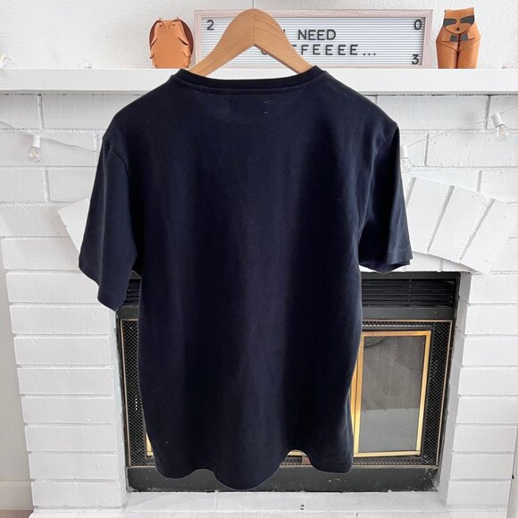 Palm Angels Palm Tree Photo Gold Glittery Stripes Black Tshirt - Picture 2 of 6